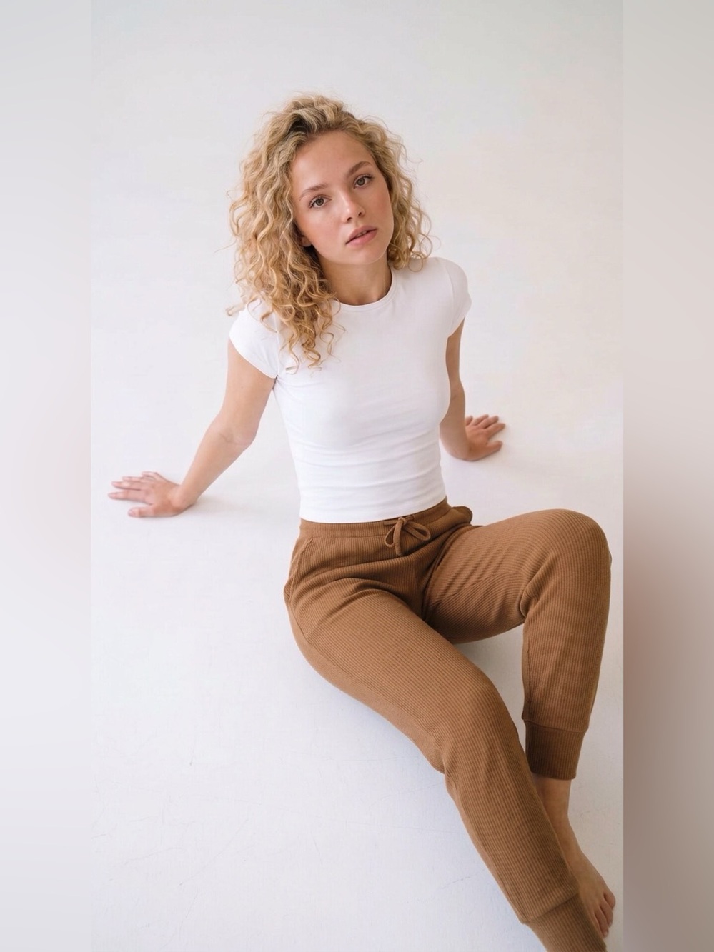 Cozy Ribbed High Waist Pants Medium